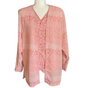 Alfred Dunner Vintage Two Piece Jacket Blouse Top Size 14